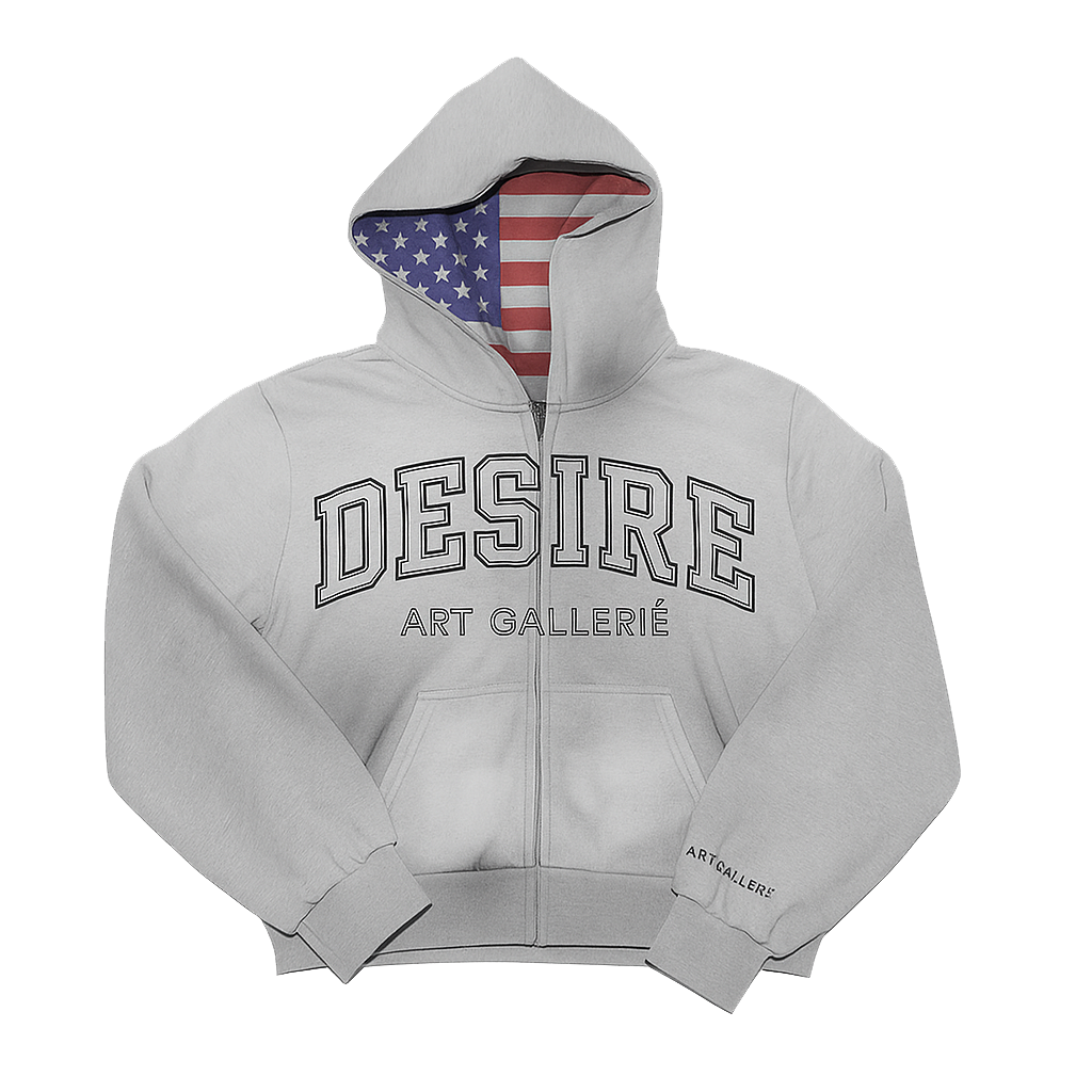 Desire Art Gallerie Vintage USA Flag Zip Up