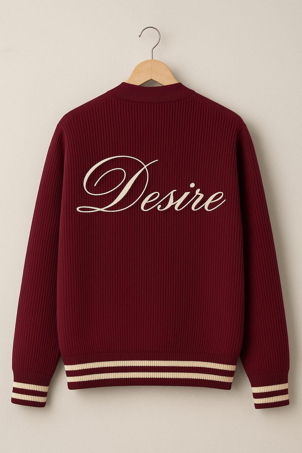Desire Varsity Knit Cardigan Burgundy